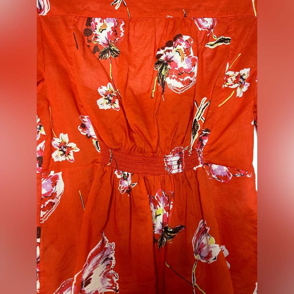 Free People Cherish the Light Red Floral Top Size XS - Picture 8 of 9